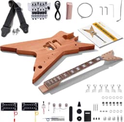 Leo Jaymz Kits De Guitarra Elétrica Faça Você Mesmo Com Corpo E Braço Mogno - Escala Madeira Louro Todos Os Componentes Incluídos