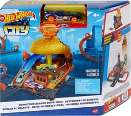 Hot Wheels City Pista de Brinquedo Hamburgueria para crianças a partir de 4 anos
