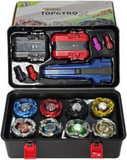Kit Top Gyro X com 8 Piões, 2 Lançadores, Maleta de Transporte, Multicolorido