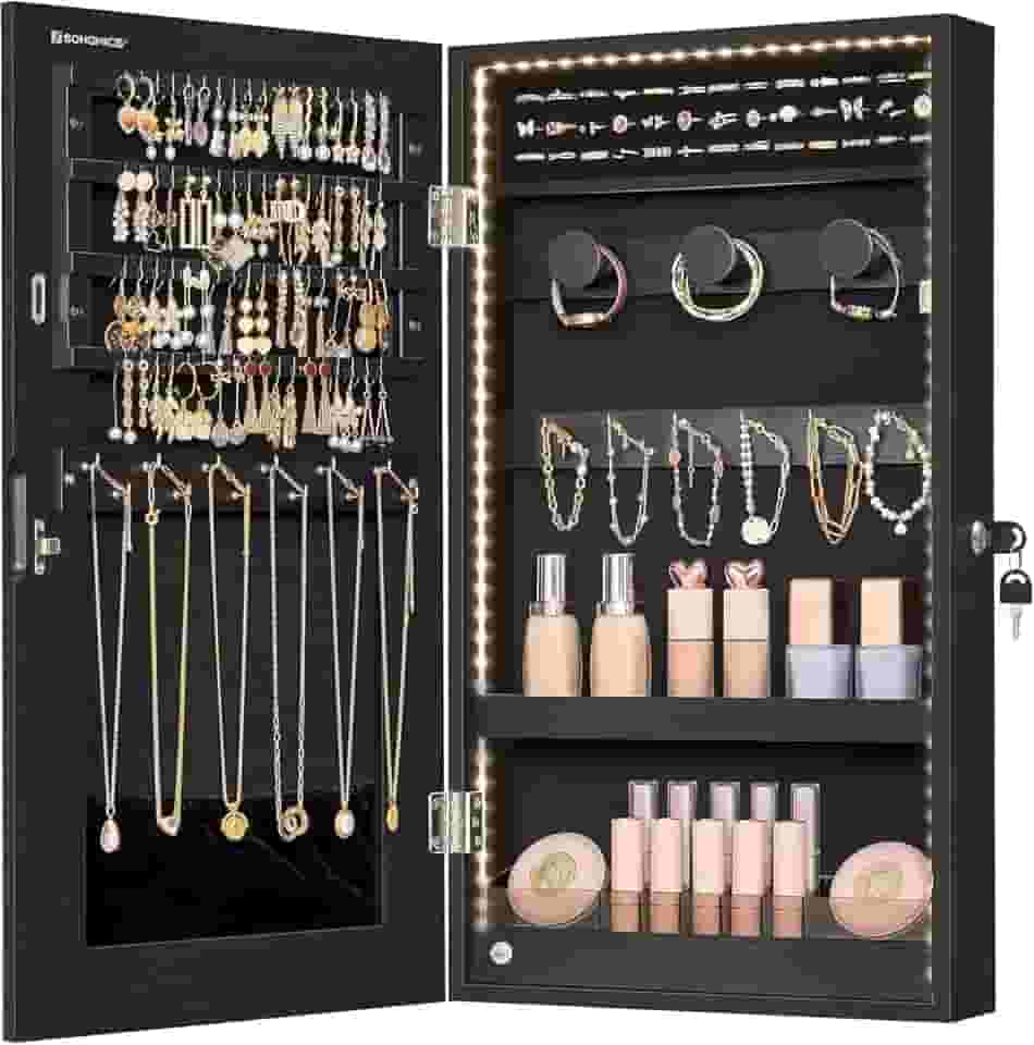 SONGMICS Armário de joias, preto UJJC050B01