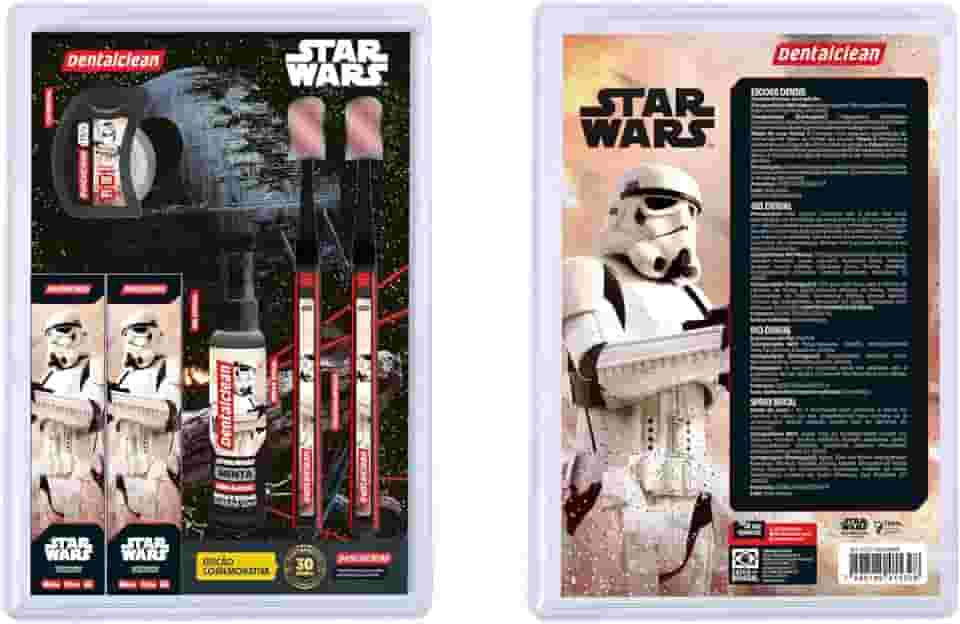 Dentalclean Kit Juvenil Star Wars Edição Comemorativa - 2 Escovas de Dente - 2 Géis Dentais 50g - 1 Spray Bucal 30ml - 1 Fio Dental 50m - Sabor Menta, Stormtrooper