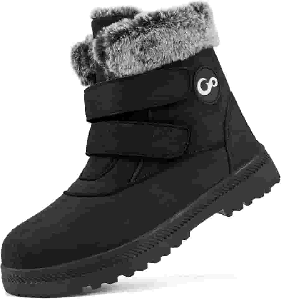 Botas femininas de inverno para neve botas curtas forradas com pele quente para mulheres botas antiderrapantes com laço duplo de gancho confortável sapatos ao ar livre