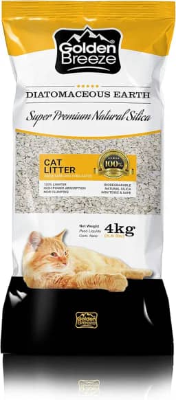 GOLDEN BREEZE areia natural para gatos super premium, 8 libras – leve, não desordena, ecológica – absorve, bloqueia e veda líquidos para melhor controle de odor. Baixa manutenção