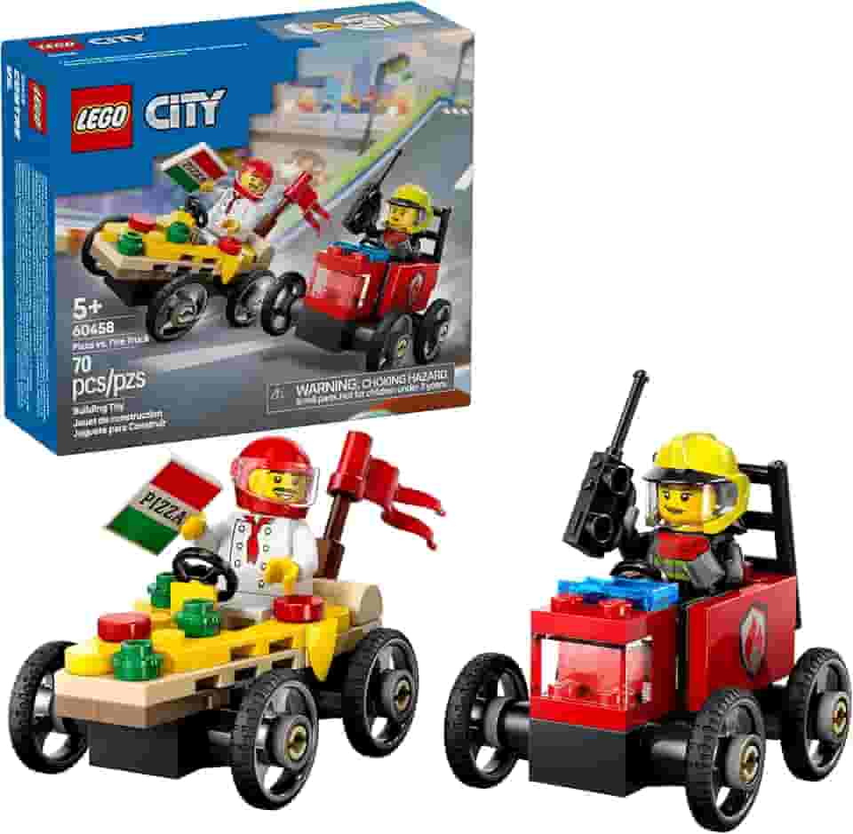 LEGO City Great Vehicles Pack de Carros de Corrida Pizza vs. Caminhão dos Bombeiros 60458