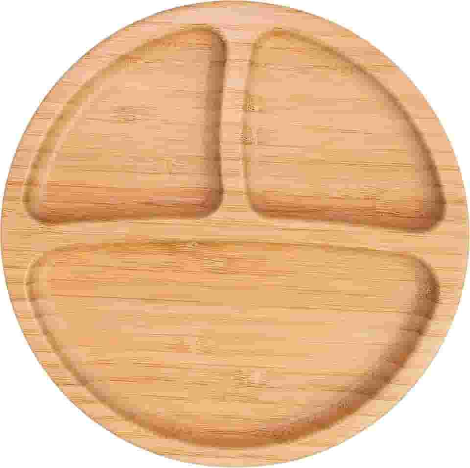 Prato Alimentação Bebê Freso Baby Introdução Alimentar Infantil BLW Bambu Biodegradável Atóxico Antibacteriano Ventosa Divisória, cor Verde