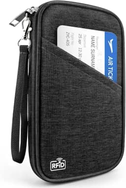 Porta-passaporte familiar RFID organizador de documentos de viagem para mulheres, impermeável, carteira de passaporte masculina, capa portátil para cartões, Carteira preta, Regualr, Casual