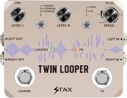 Stax Estação de Loop de Pedal de Guitarra Elétrica Twin Looper 11 Tipos de Reprodução para Baixo de Guitarra Elétrica com 10 Minutos de Tempo de Gravação