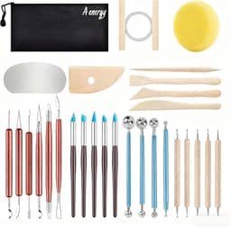 Ceramica Fria Kit, Kit Cerâmica Fria em Aço Inoxidável 30 Peças, Modelar e Texturizar Argila, Biscuit e Massa Modelar, Escultura e Hobbies Criativos, massa ceramica fria