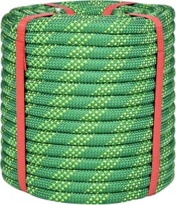 Corda De Escalada De 1/2 Polegada 100 Pés Verde - 48 Fios Para Escalada Em Árvores, Corda De Arborista De 1/2 Pol., Corda De Rapel, Corda Trançada De Poliéster E Náilon Estática, Corda De Tou