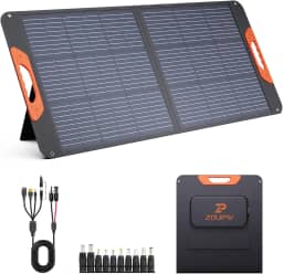 100W Portable Solar Panel,Fordable Solar Cell Solar Charger MC-4 Cable for Power Station,USB-A and Type-C Output,23.5% High Efficiency IP67 Water& Dustproof for Camping RV Trip Van Travel