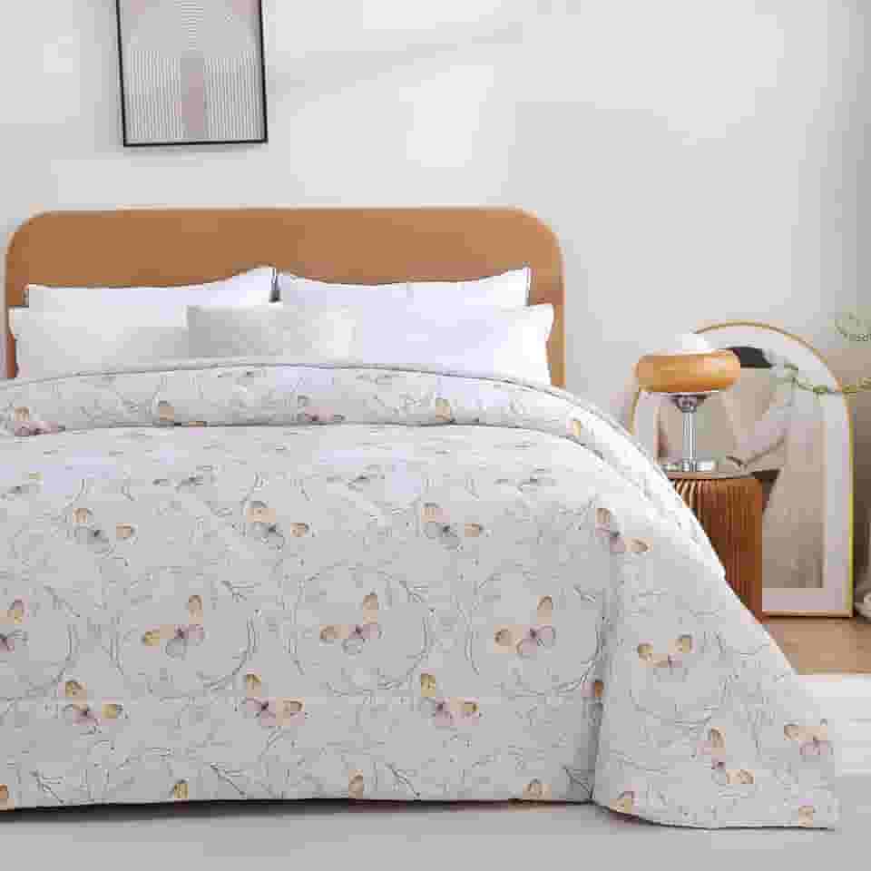 Edredom Solteiro 300 Fios Sono Leve 1,50x2,20m Estampado (Butterfly Areia)