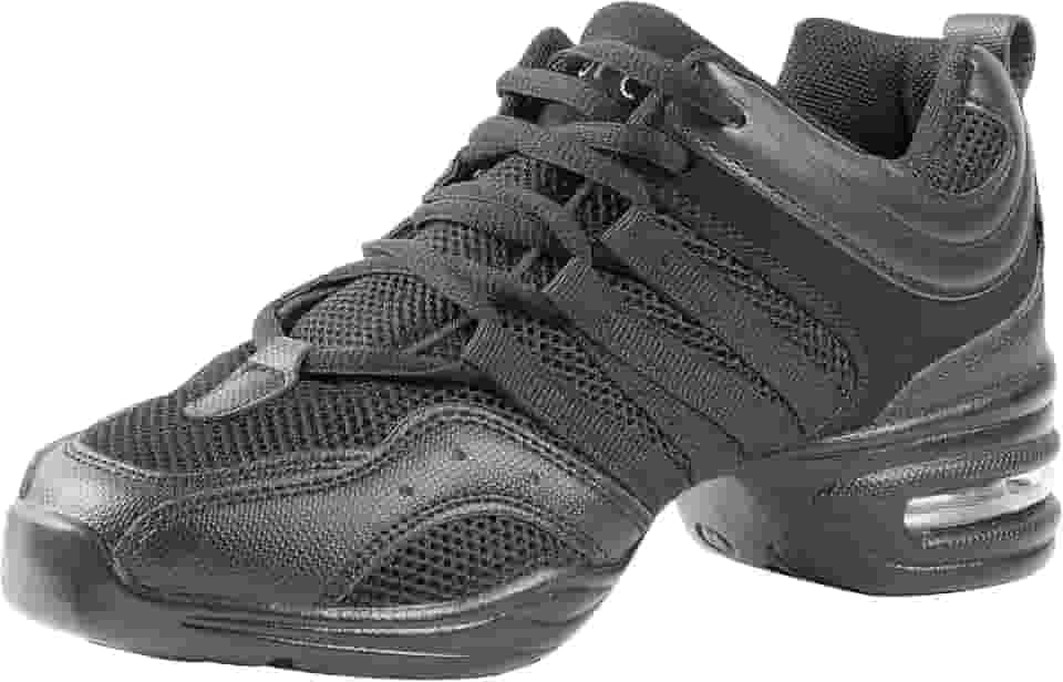 Tênis feminino de dança Jazz com cabedal respirável, sola dividida e almofada de ar, multifuncional, antiderrapante