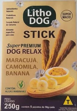 Petisco Calmante para Cães LITHO DOG Stick Palitos Macios • Antiestresse Natural • Maracujá Camomila Cúrcuma • Ansiedade Cachorro • 250g • Com Algas Lithothamnium