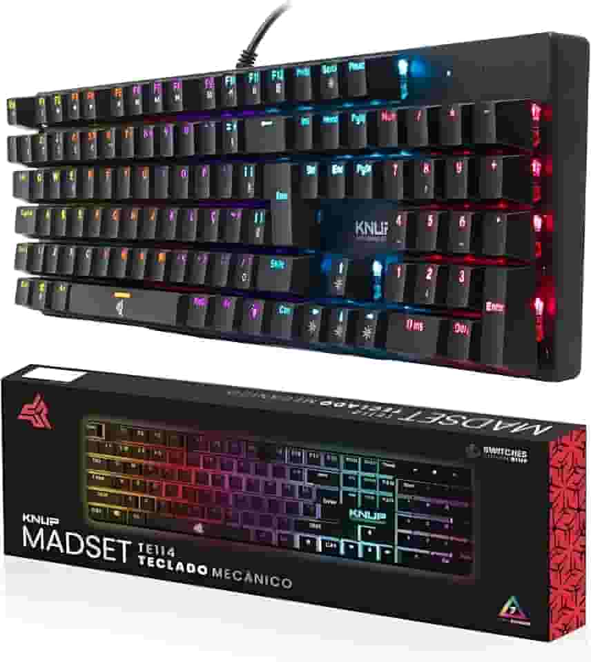 Teclado Mecânico Gamer Switch Blue Led Rgb 12 Cores Rainbow Anti Ghosting Usb Pc Computador Notebook Mac