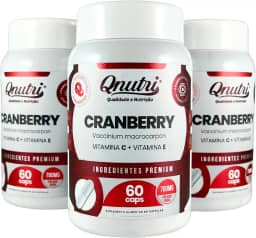 Kit 3x Cranberry 700mg 60 Cápsulas Qnutri Suplemento Natural Sem Glúten Produto em Cápsulas