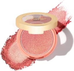 Oulac Maquiagem Blush Luminosa Brilhante Ouro Coral|Subtle Shimmery Cremoso Blush Pó Iluminador Bochecha | Pigmentado e Misturável | Tom de Pele Leve a Médio | Vegano e Livre de Crueldade | 4,8 g F03