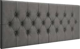 Cabeceira Estofada Captonê Suspensa Para Cama Box Casal 1,40 Suede (Grafite)
