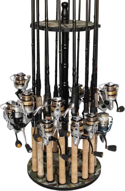 Rush Creek Creations Rack de armazenamento de vara de pesca redondo com 16