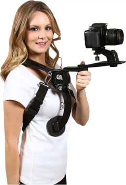 Cam Caddie® Suporte de ombro Scorpion EX mãos livres/suporte compatível com Canon, Nikon, Sony, Panasonic/Lumix Style DSLR filmadora ou câmera de vídeo inclui: suporte para iPhone + GoPro