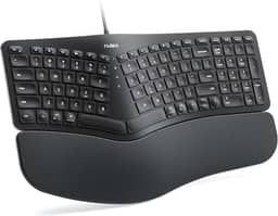 Nulea Teclado ergonômico RT05C com fio, teclado dividido com descanso de pulso acolchoado, pernas inclinadas ajustáveis, Plug and Play, cabo USB, compatível com Windows/Mac