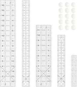 Régua De Costura, Réguas De Quilting De 5 Peças, 3 X 17 Polegadas, 1,5 X 17 Polegadas, 3 X 12 Polegadas, 1,5 X 10 Polegadas, 1 X 6 Polegadas, Régua De Acrílico, Régua De Corte Com Anéis Antide