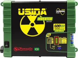 USINA Inversor 600W Onda Senoidal Pura, Off-Grid, Entrada 12VDC, Saída 220VAC, Pico 1200W