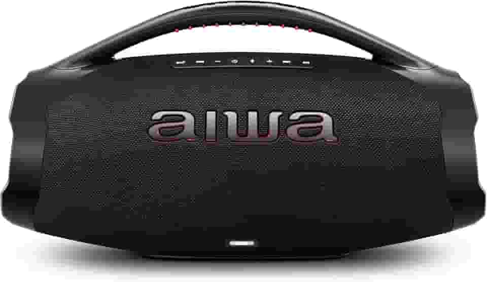Caixa de Som Boombox Plus AIWA BBS-01-B 200W Bluetooth 5.3-200W RMS - 30 Horas de Bateria - Resistente à Poeira e Água - Preto