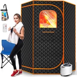 RELEXNOW Sauna a vapor portátil para casa, caixa de sauna portátil de corpo inteiro para casa com 9 níveis de calor ajustáveis, sauna a vapor com vaporizador de 3L 1500W, cadeira dobrável