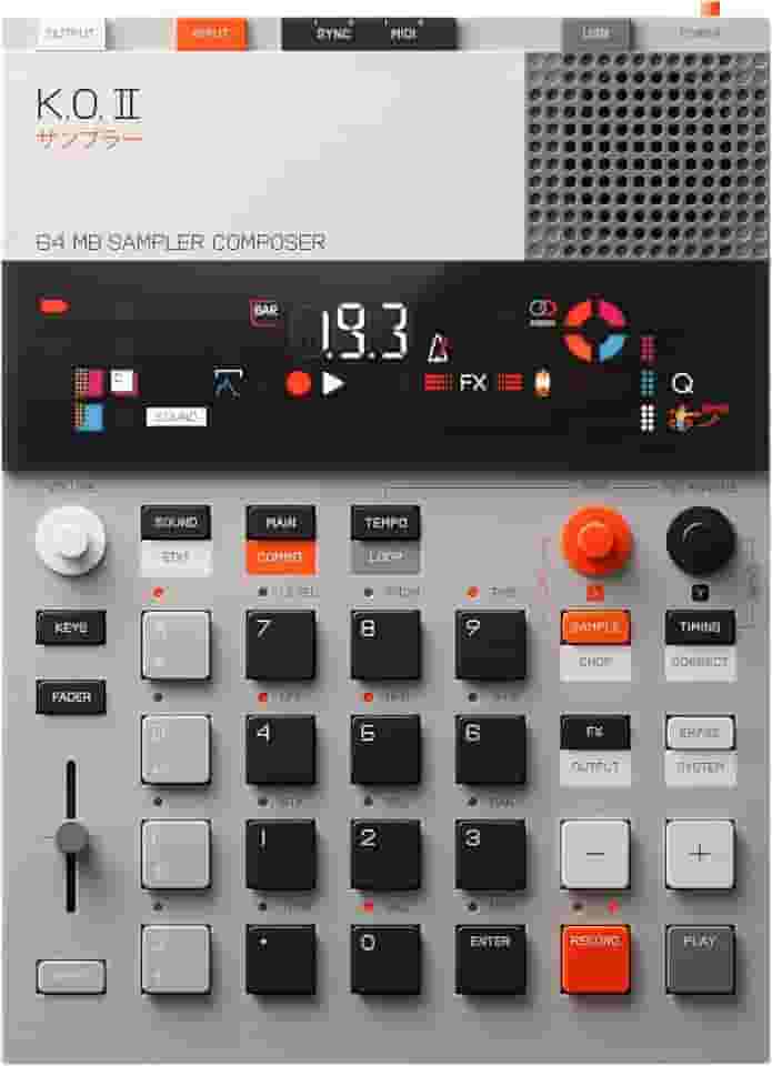 teenage engineering EP–133 K.O. II sampler, caixa de ritmos e sequenciador com microfone embutido e efeitos