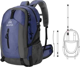 OutdoorMaster Mochila de caminhada 50L com suporte de alumínio de alta resistência, mochila de viagem para acampamento com capa de chuva para homens e mulheres
