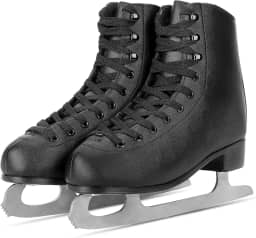 Patins de gelo para iniciantes - Patins de gelo brancos confortáveis de couro para mulheres, homens, meninos e meninas (tamanho acima de 1 tamanho)