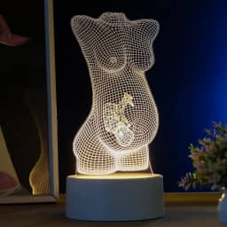 Luminária led 3d, abajur de mesa, grávida com bebê- corpo humano