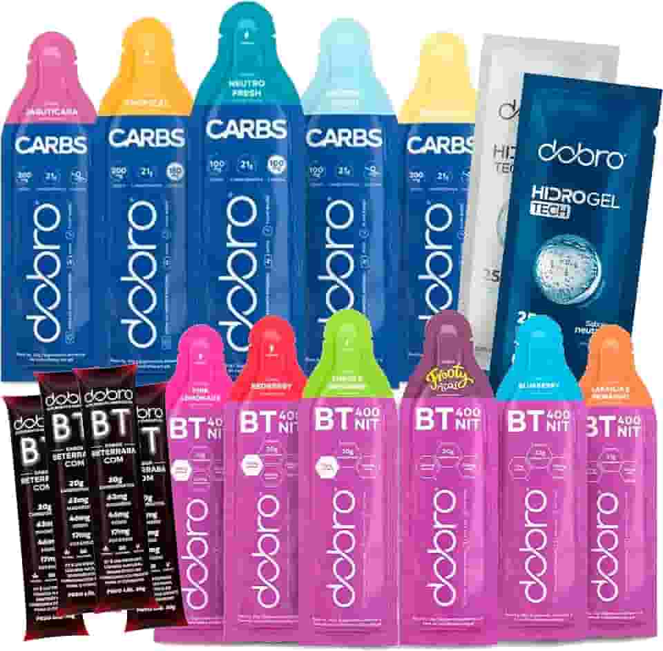 Kit Maratona Dobro - BT Saches + Carbs + BT Nitrato + Hidro Gel Tech - Suplemento Alimentar Líquido para Atletas de Alto Rendimento - Corrida Pedal Bike - Carboidratos e Sodio