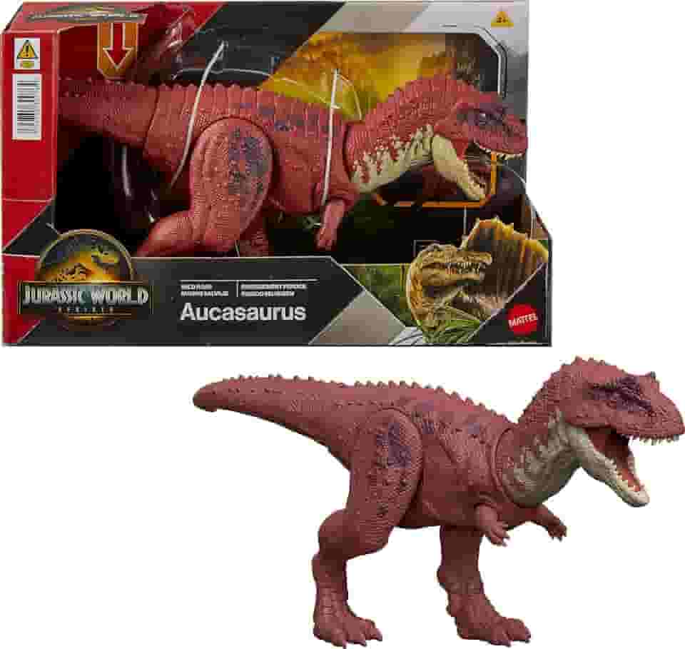 Jurassic World Dinossauro de Brinquedo Rebirth Rugido Selvagem Aucasaurus para crianças a partir de 4 anos