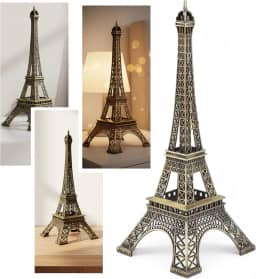 Enfeite Decorativo Torre Eiffel 25 cm Miniatura em Metal Dourado Decoração e Presentes Símbolo de Paris Elegante e Romântico para Casa Escritório ou Sala