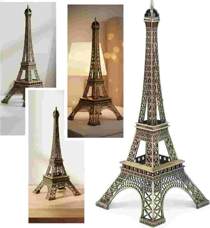 Enfeite Decorativo Torre Eiffel 25 cm Miniatura em Metal Dourado Decoração e Presentes Símbolo de Paris Elegante e Romântico para Casa Escritório ou Sala