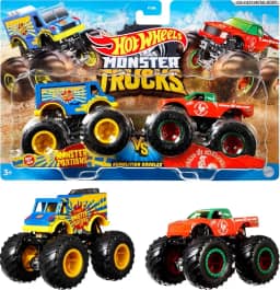 Hot Wheels Monster Trucks Veículo de Brinquedo Pacote Surpresa 2 Carros Escala 1:64 para crianças a partir de 3 anos