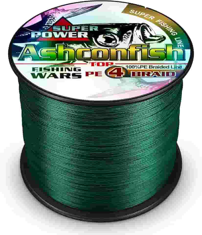 Ashconfish Linha de pesca trançada super forte - 4 fios fio de pesca 300 m/328 jardas corda de pesca 18 kg - resistente à abrasão incrível superlinha zero stretch pequeno diâmetro - verde musgo