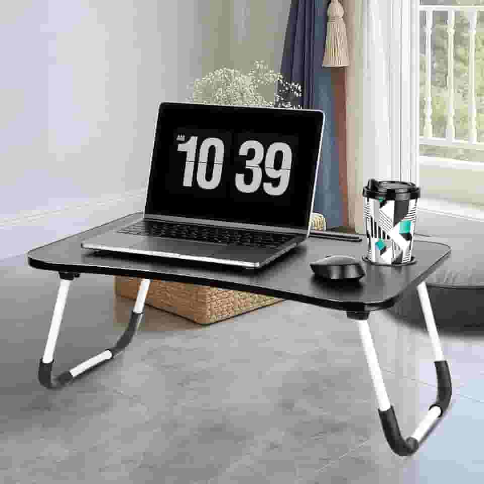 Mesa Portátil Suporte Para Notebook Dobrável E Ajustável Sofá Cama Madeira Preto