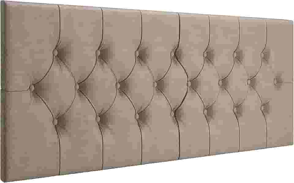 Cabeceira Estofada Captonê Suspensa Para Cama Box Casal 1,40 Suede (Bege)