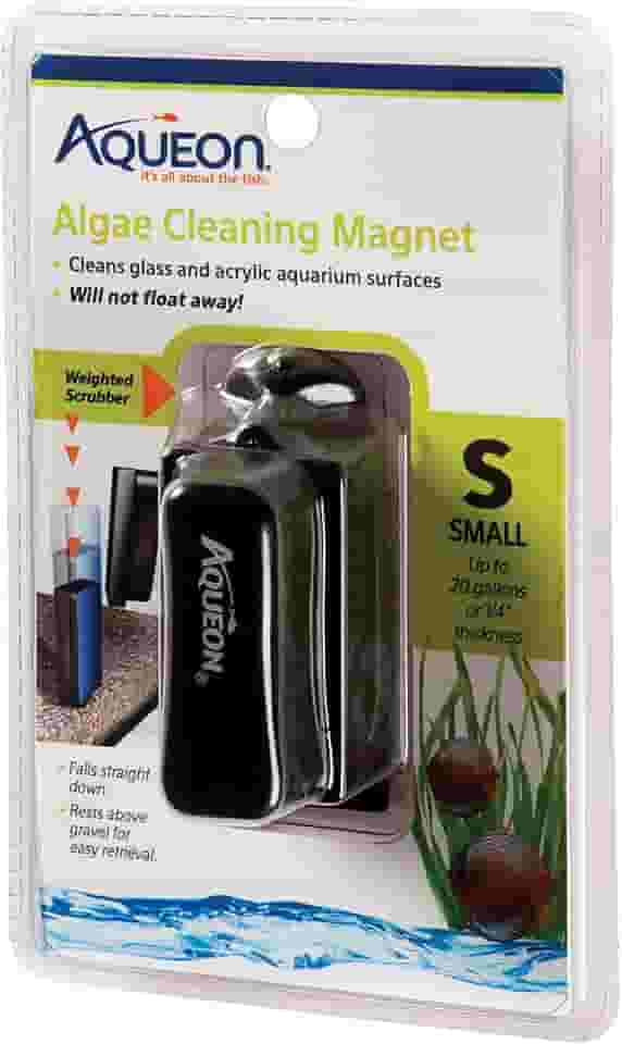 Aqueon Raspador de algas de aquário, ímãs de limpeza de aquário para vidro/acrílico, pequeno, preto
