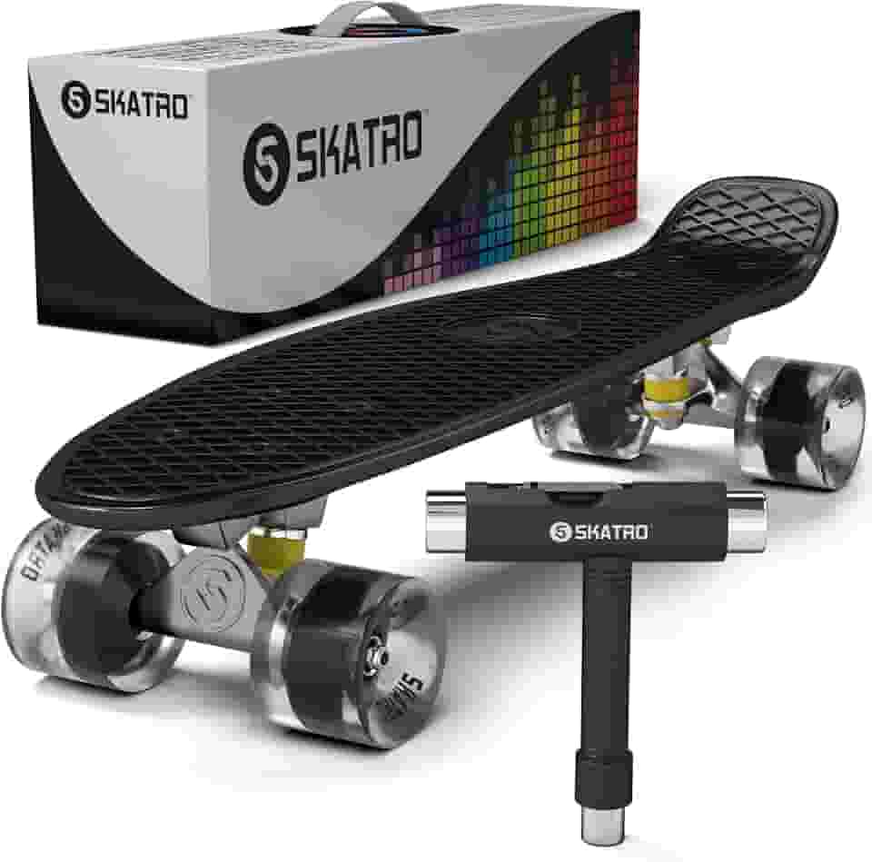 Skatro Skate Mini Cruiser. Placa de plástico estilo retrô de 56 x 15 cm vem completa