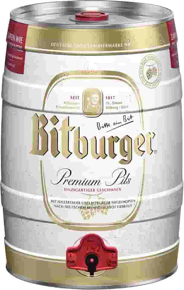 Cerveja BITBURGER Premium Pils | Barril contendo 5 Litros | Sabor lupulado marcante | Produzida de acordo com a lei de pureza alemã