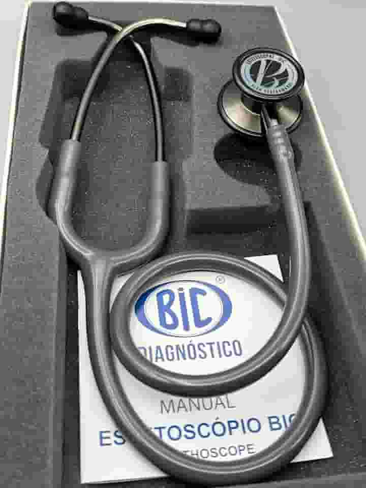Estetoscópio Bic Eternity III Cinza Grafite ES1528 - Excelente Ausculta - Garantia de 5 anos