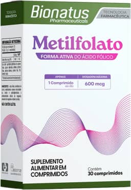 Bionatus, Metilfolato, Suplemento alimentar, Metilfolato 600mcg, 30 cápsulas • 30 doses, Branco