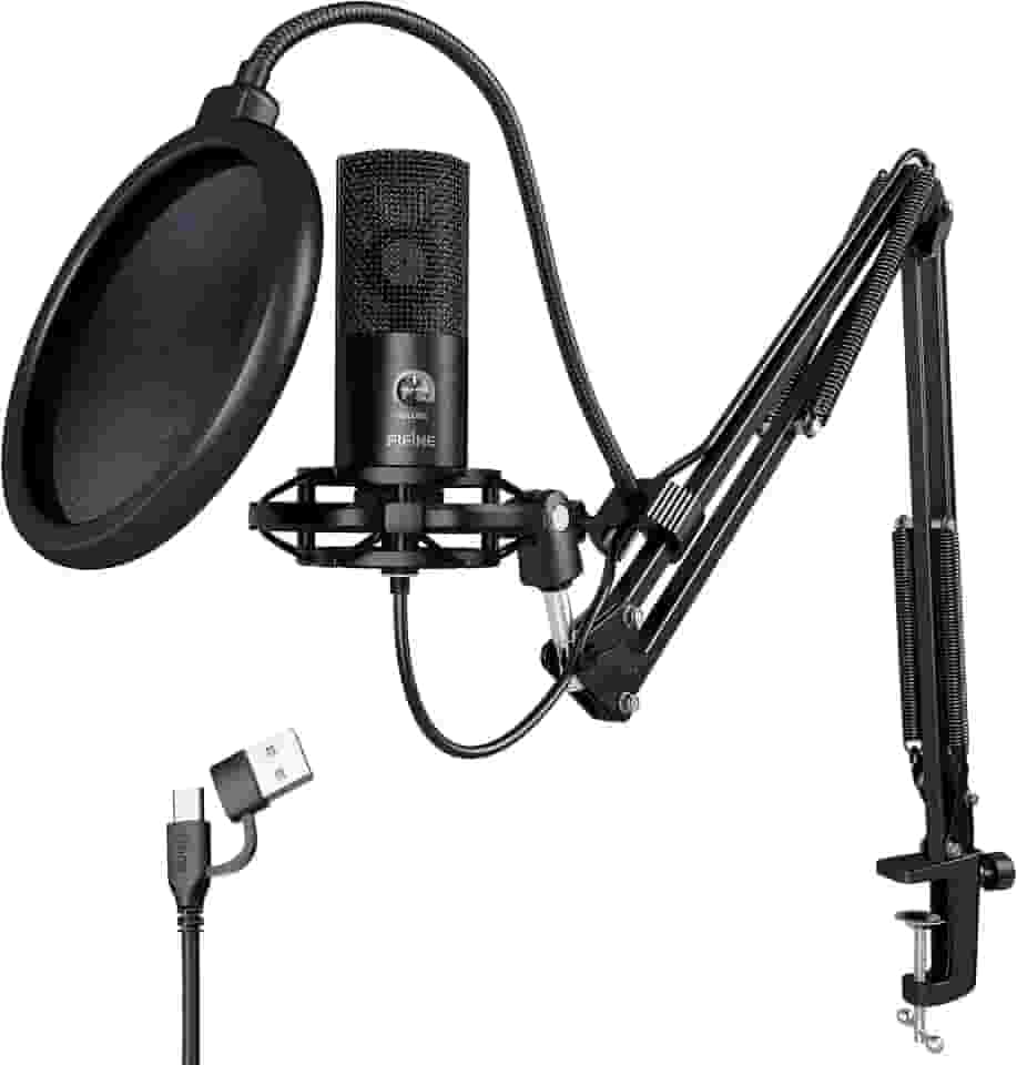 FIFINE Studio Condensador USB Microfone Computador PC Kit de microfone com suporte de choque ajustável do braço do boom para instrumentos Voice Overs Gravação Podcasting YouTube Vocal Streaming-T669