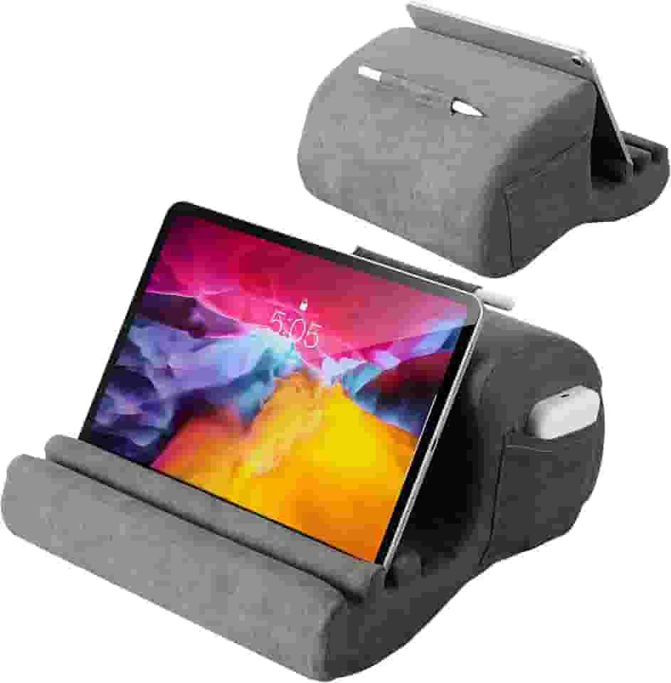 CreaDream Suporte Para Tablet, Almofada Ipad, Cama, Colo E Mesa Com 3 Ângulos De Visão, Acessório Compatível Kindle 4 A 13 Polegadas, Galaxy Tab, Leitor Eletrônico (Cinza)