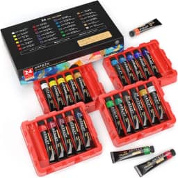 ARTEZA Conjunto de tintas a óleo, 24 cores em tubos de 12 ml, suprimentos de pintura a óleo ricamente pigmentados para tela, suprimentos de arte para artistas iniciantes e profissionais, kit de pintura a óleo