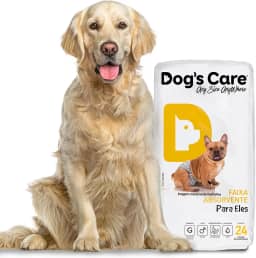 DOG’S CARE Fralda Descartável Para Cães Machos - Fralda Absorvente Para Cachorros Idosos e Filhotes - Tamanho G - Cintura de 53 a 76cm - 24 Unidades