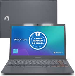 Notebook Positivo Vision C14 Celeron 4GB 128GB eMMC, Windows 11 Home, Lumina Bar, Tela 14" HD Antirreflexo, Tecla Link – Cinza